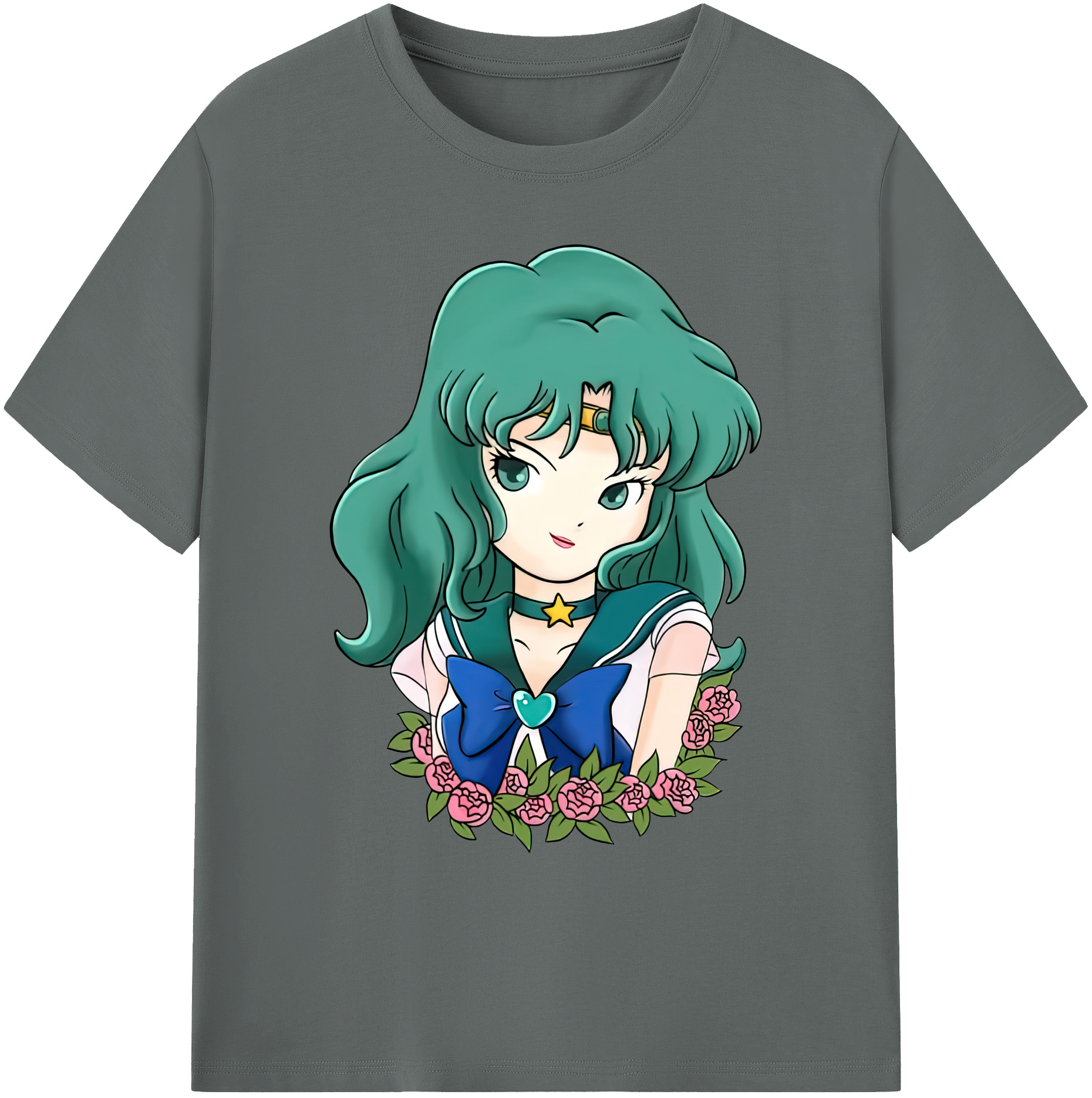 （画像用） 美少女戦士セーラームーン 海王 みちる（かいおう みちる） Sailor Moon Kaiou Michiru 綿100％ メンズ半袖Tシャツ｜肌触りやわらか＆通気性